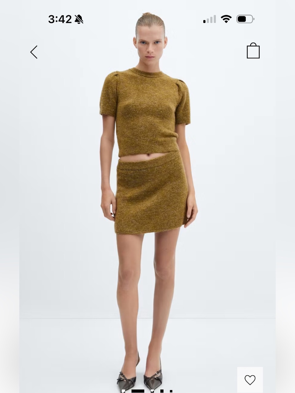 Puff-sleeve knitted sweater & skirt set - Picture 4 of 6
